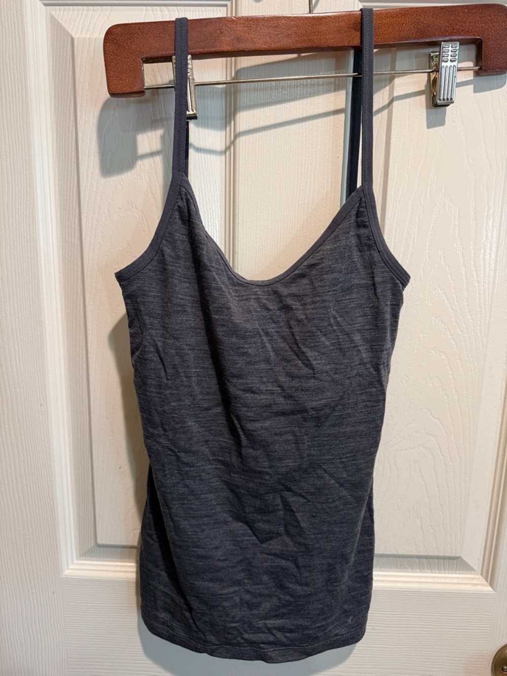 Women’s Merino Wool Charcoal Grey Spaghetti Strap Tank Top w/ shelf bra